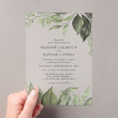 Invitations En Acrylique Feuille de l'Eucalyptus sophistiqué Mariage modern (In situ (ordinateur de poche))