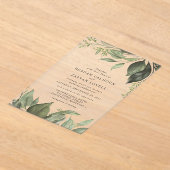 Invitations En Acrylique Feuille de l'Eucalyptus sophistiqué Mariage modern (Poser)