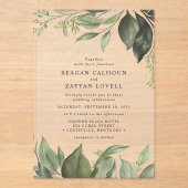 Invitations En Acrylique Feuille de l'Eucalyptus sophistiqué Mariage modern (Recto)