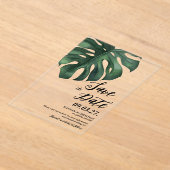 Invitations En Acrylique Feuille de palme tropicale Monstera Enregistrer la (Poser)