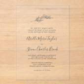 Invitations En Acrylique Feuille minimale Mariage traditionnel simple de ve (Recto)