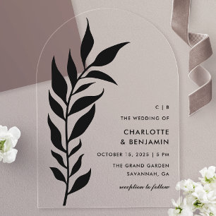 Invitations En Acrylique Feuille noire Arche Moderne Mariage Acrylique