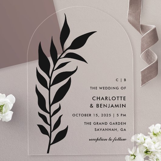 Invitations En Acrylique Feuille noire Arche Moderne Mariage Acrylique