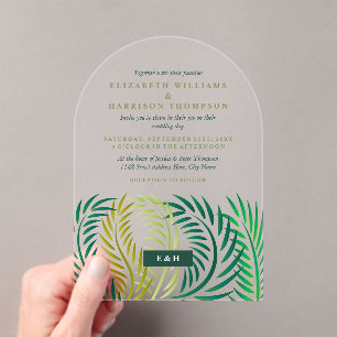 Invitations En Acrylique Feuilles de Palmiers Tropicaux, Mariage à la Plage