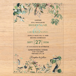 Invitations En Acrylique Feuilles d'eucalyptus rustiques mariage verdure vi