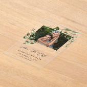 Invitations En Acrylique Feuilles & Eucalyptus Gold H Photo Enregistrer la  (Poser)