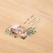 Invitations En Acrylique Feuilles & Eucalyptus Gold V Photo Enregistrer la  (Poser)