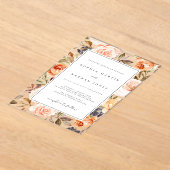 Invitations En Acrylique Feuilles Florales Brûlé Orange Moderne Clair Maria (Poser)