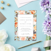 Invitations En Acrylique Feuilles Florales Brûlé Orange Moderne Clair Maria (Insitu (Mariage))