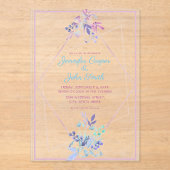 Invitations En Acrylique Feuilles & Gem Diamond Géométrique Mariage moderne (Recto)