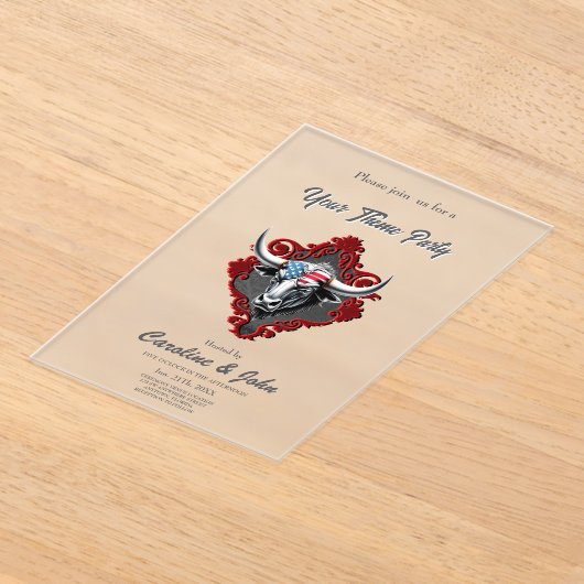 Invitations En Acrylique Fierté et force, un taureau américain (Poser)