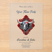 Invitations En Acrylique Fierté et force, un taureau américain (Recto)
