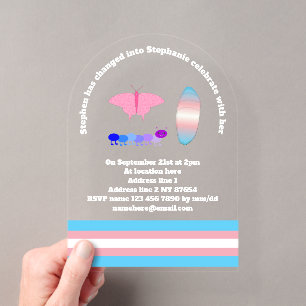 Invitations En Acrylique Fierté transgenre LGBTQIA de chenille à papillon