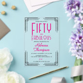 Invitations En Acrylique Fifty and Fabulous Hot Pink Art Deco 50th Birthday (Insitu (Mariage))