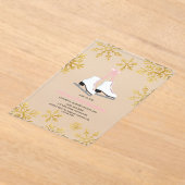 Invitations En Acrylique Figure Patinage Pink Gold Snowflake Anniversaire (Poser)