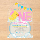 Invitations En Acrylique Fille Aquarelle Caoutchouc 1er anniversaire Unique (Recto)