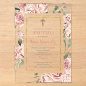 Invitations En Acrylique Fille de baptême espagnole (Recto)