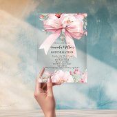 Invitations En Acrylique Fille de fleurs à ruban rose clair Confirmation