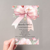 Invitations En Acrylique Fille de fleurs à ruban rose clair Confirmation (In situ (ordinateur de poche))