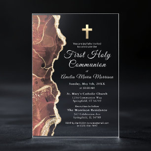 Invitations En Acrylique Fille de la Première Sainte Communion en rose pâle