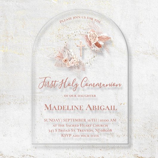 Invitations En Acrylique fille de première communion