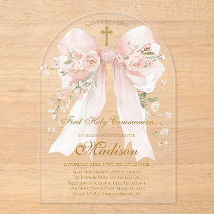 Invitations En Acrylique Fille de première communion sainte - Arche bohème