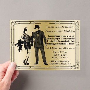 Invitations En Acrylique Fille flapper et gangster de l'art déco des années