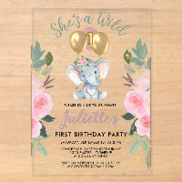 Fille rose sauvage Eléphant premier anniversaire