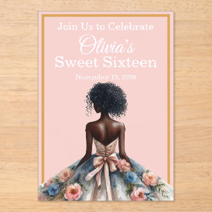 Invitations En Acrylique Filles Afro-Américaines Sweet Sixteen