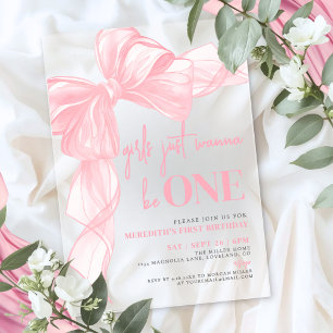 Invitations En Acrylique Filles au Nœud Rose Veulent Tout Simplement être U