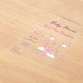 Invitations En Acrylique Filles Baby shower clair Acrylique carte d'invitat (Poser)
