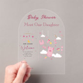 Invitations En Acrylique Filles Baby shower clair Acrylique carte d'invitat (In situ (ordinateur de poche))