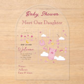 Invitations En Acrylique Filles Baby shower clair Acrylique carte d'invitat (Recto)