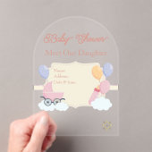Invitations En Acrylique Filles Baby shower clair Acrylique carte d'invitat (In situ (ordinateur de poche))