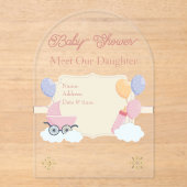 Invitations En Acrylique Filles Baby shower clair Acrylique carte d'invitat (Recto)