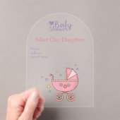 Invitations En Acrylique Filles Baby shower clair Acrylique carte d'invitat (In situ (ordinateur de poche))