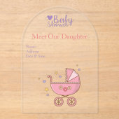 Invitations En Acrylique Filles Baby shower clair Acrylique carte d'invitat (Recto)