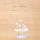 Invitations En Acrylique Filles Baby shower clair Acrylique carte d'invitat (Recto)