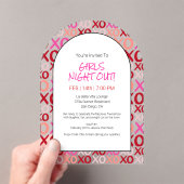 Invitations En Acrylique Filles Night Out Hugs et baisers Galentine Party (In situ (ordinateur de poche))
