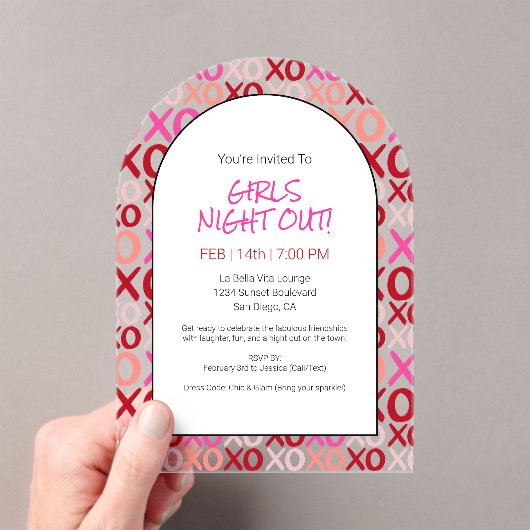 Invitations En Acrylique Filles Night Out Hugs et baisers Galentine Party (In situ (ordinateur de poche))