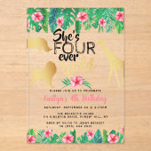 Invitations En Acrylique Filles quatre jamais sauvages 4e fête d'anniversai (Recto)