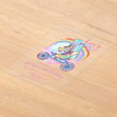 Invitations En Acrylique Filles Roller Patinage rose fête d'anniversaire (Poser)