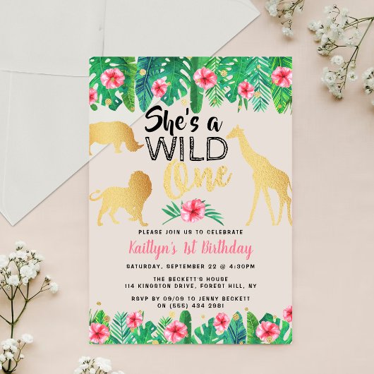 Invitations En Acrylique Filles Wild One Premier anniversaire