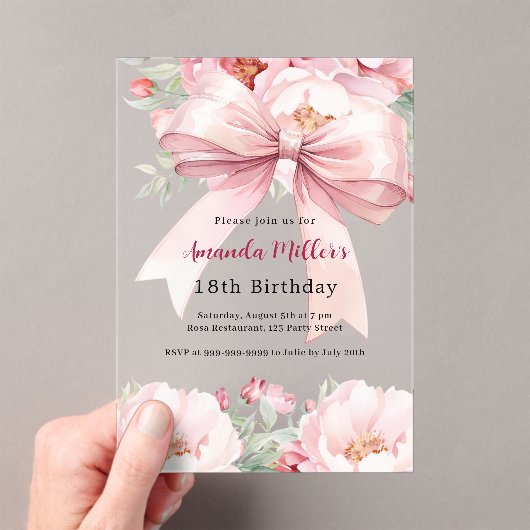 Invitations En Acrylique Fils d'arc rose pâle (In situ (ordinateur de poche))