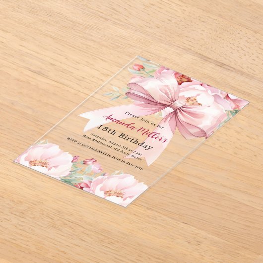 Invitations En Acrylique Fils d'arc rose pâle (Poser)