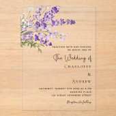 Invitations En Acrylique Fils de lavande violet clair mariage (Recto)