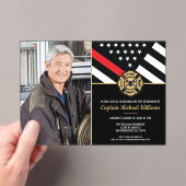 Invitations En Acrylique Fireman Photo Red Line Flag Firefighter Retirement (In situ (ordinateur de poche))