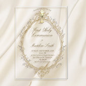 Invitations En Acrylique first communion beige frame