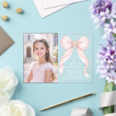 Invitations En Acrylique First Holy Communion Blush Pink Bow Christian (Insitu (Mariage))