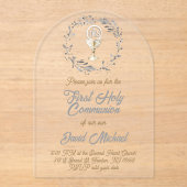 Invitations En Acrylique First Holy Communion boy (Recto)